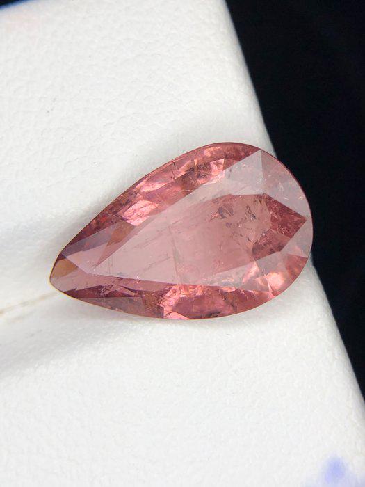 5.51 Ct Natural Pink Tourmaline Pear | Certified Orangish Pink Liddicoatite Tourmaline | Large Loose Gemstone ICA GemLab