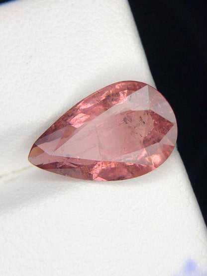 5.51 Ct Natural Pink Tourmaline Pear | Certified Orangish Pink Liddicoatite Tourmaline | Large Loose Gemstone ICA GemLab