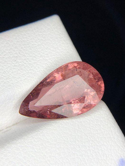 5.51 Ct Natural Pink Tourmaline Pear | Certified Orangish Pink Liddicoatite Tourmaline | Large Loose Gemstone ICA GemLab