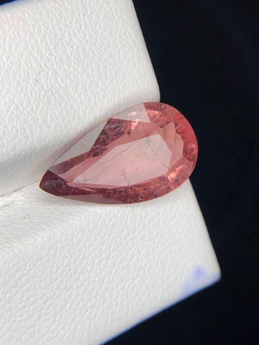 5.51 Ct Natural Pink Tourmaline Pear | Certified Orangish Pink Liddicoatite Tourmaline | Large Loose Gemstone ICA GemLab