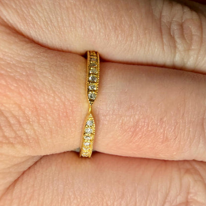 Certified Natural Diamond Chevron Ring, 0.22 CTW F-G SI Diamonds, Gold Plated Sterling Silver V Wedding Band, HRD Antwerp