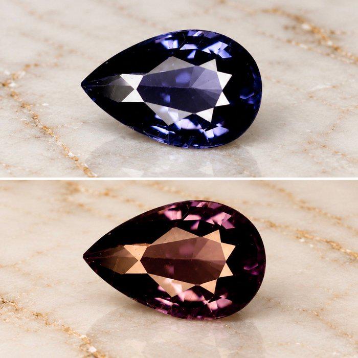 1.17 Ct Color Change Spinel | Natural Untreated Spinel | Blue Purple to Pink | Certified Pear Cut Loose Gemstone