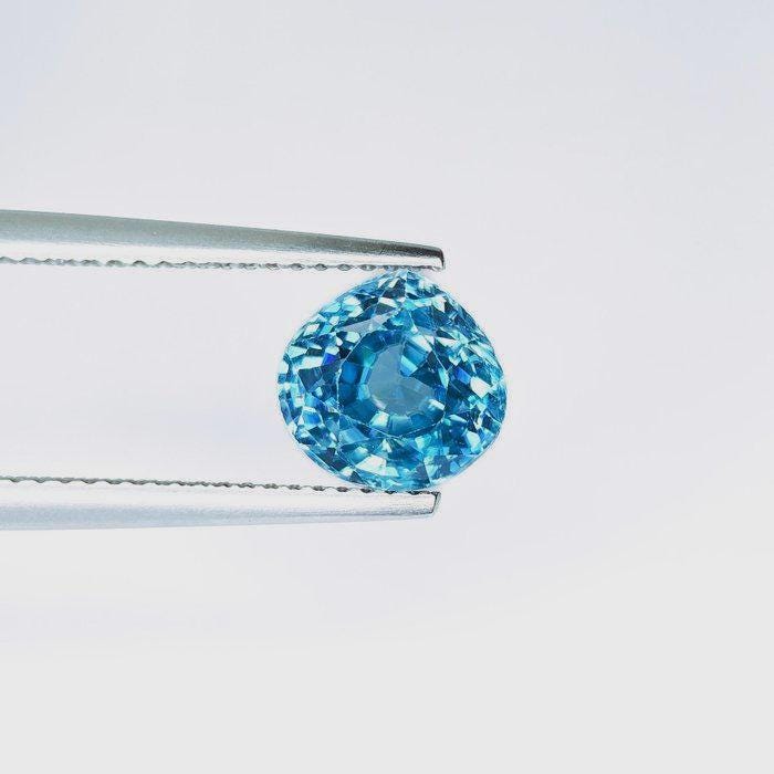 Natural Blue Zircon 4.02 Ct Certified | Vivid Blue Pear Loose Gemstone | Natural Zircon | December Birthstone