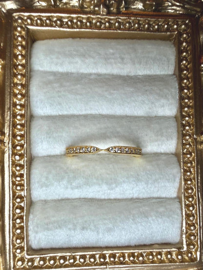 Certified Natural Diamond Chevron Ring, 0.22 CTW F-G SI Diamonds, Gold Plated Sterling Silver V Wedding Band, HRD Antwerp