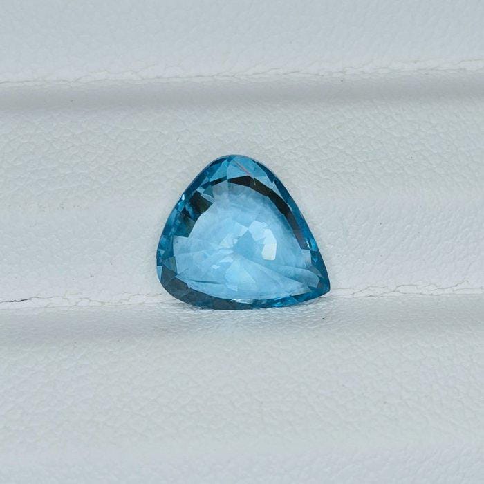 4.02 Ct Natural Blue Zircon, IGI Certified Blue Zircon, Pear Cut Loose Gemstone, Vivid Blue Gemstone, December Birthstone