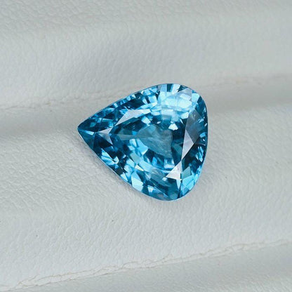 4.02 Ct Natural Blue Zircon, IGI Certified Blue Zircon, Pear Cut Loose Gemstone, Vivid Blue Gemstone, December Birthstone