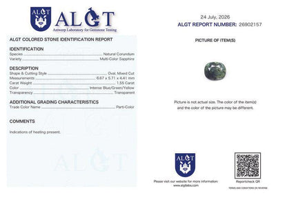 1.55 Ct Parti Sapphire | Blue Green Yellow Sapphire | Certified Natural Sapphire | Oval Loose Gemstone