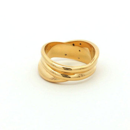 Natural Diamond Crossover Ring, Gold Plated Sterling Silver Statement Ring, 5 Diamond Wide Band Ring, HRD Certified Jewelry