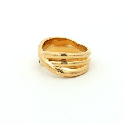 Natural Diamond Crossover Ring, Gold Plated Sterling Silver Statement Ring, 5 Diamond Wide Band Ring, HRD Certified Jewelry