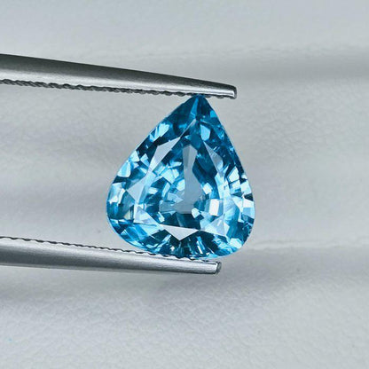 4.02 Ct Natural Blue Zircon, IGI Certified Blue Zircon, Pear Cut Loose Gemstone, Vivid Blue Gemstone, December Birthstone