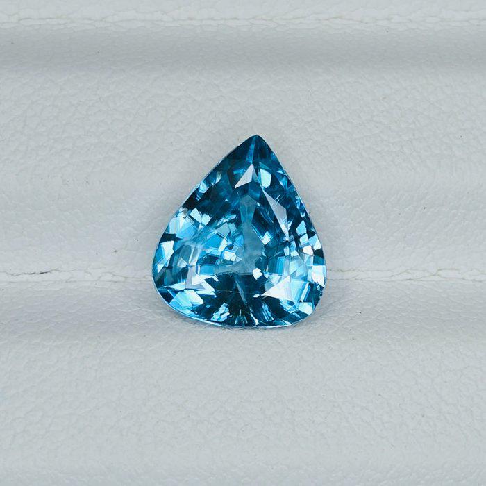 4.02 Ct Natural Blue Zircon, IGI Certified Blue Zircon, Pear Cut Loose Gemstone, Vivid Blue Gemstone, December Birthstone