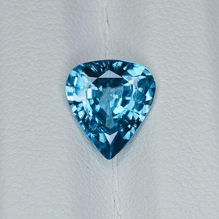 4.02 Ct Natural Blue Zircon, IGI Certified Blue Zircon, Pear Cut Loose Gemstone, Vivid Blue Gemstone, December Birthstone