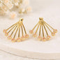 Natural Orange Garnet Fan Earrings | Gold Tone Sunburst Statement Earrings | Certified Gemstone Jewelry