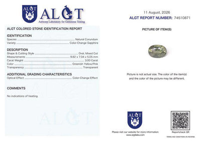3.00 Ct Natural Color Change Sapphire, Unheated Green Pink Sapphire, Certified Oval Sapphire, Loose Gemstone