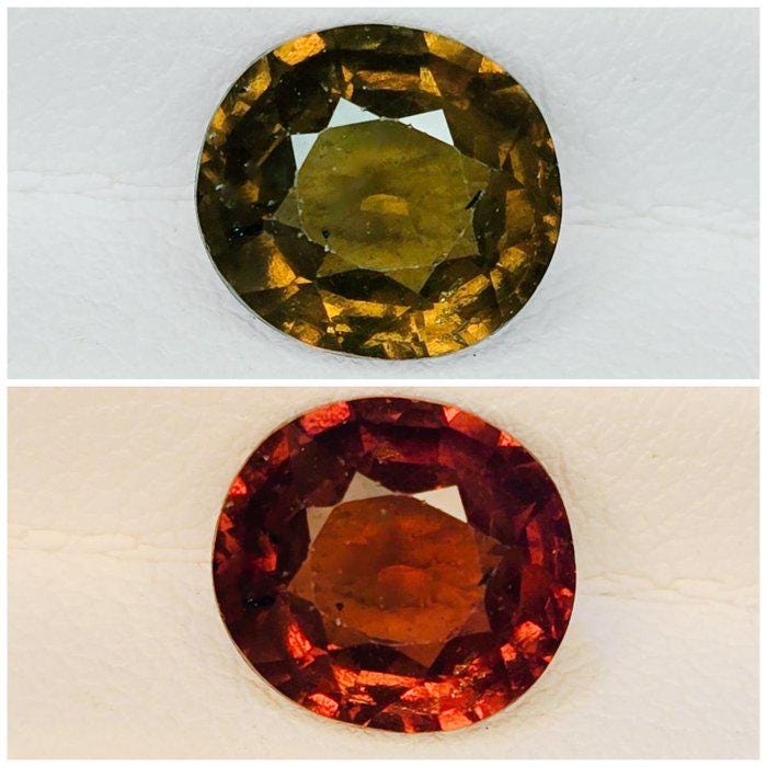 Natural Color Change Garnet 2.84 Ct IGI Certified | Green to Red Oval Loose Gemstone | Rare Color Changing Garnet