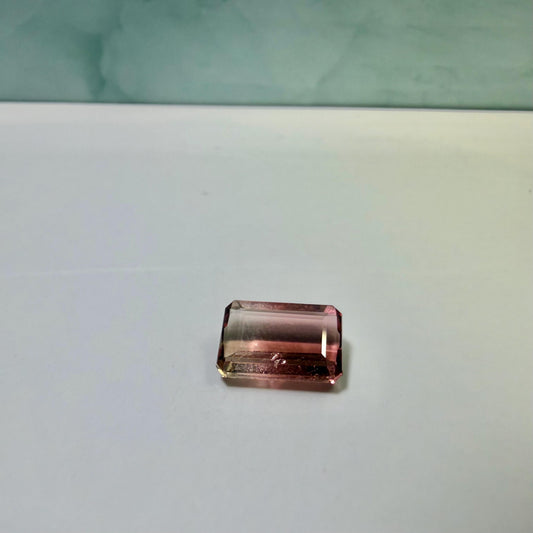 2.67 Ct Natural Bi Color Tourmaline, Certified Pink Orange Tourmaline, Octagon Step Cut Loose Gemstone, Parti Color Tourmaline