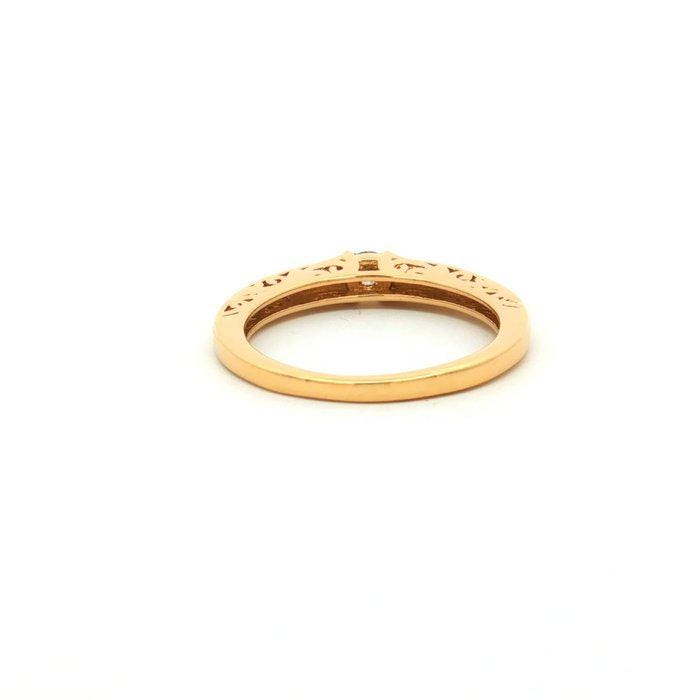 Natural Diamond Solitaire Ring 0.15 Ct, Gold Plated Sterling Silver Ring, Delicate Filigree Band, HRD Certified Diamond Jewelry