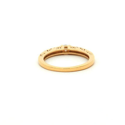 Natural Diamond Solitaire Ring 0.15 Ct, Gold Plated Sterling Silver Ring, Delicate Filigree Band, HRD Certified Diamond Jewelry